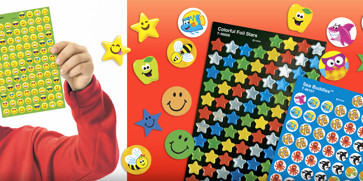 Trend Sticker Pad Sparkly Stars Hearts & Smiles