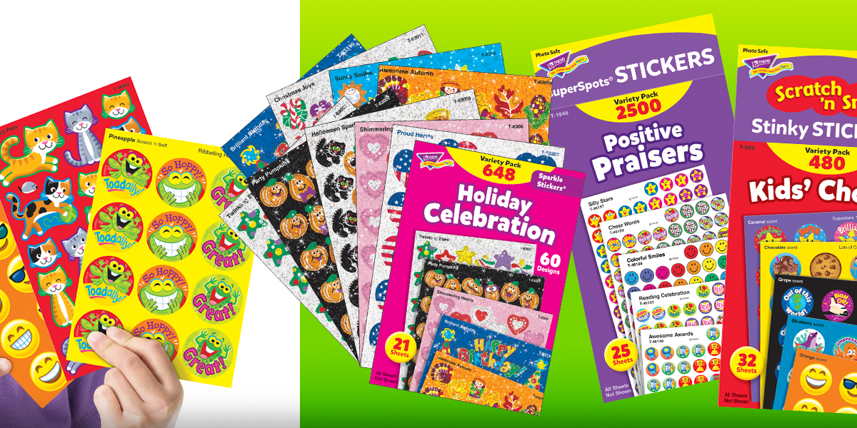 Trend Enterprises Animal Fun Sparkle Sticker Variety Pack, Pack of 648, Multicolor