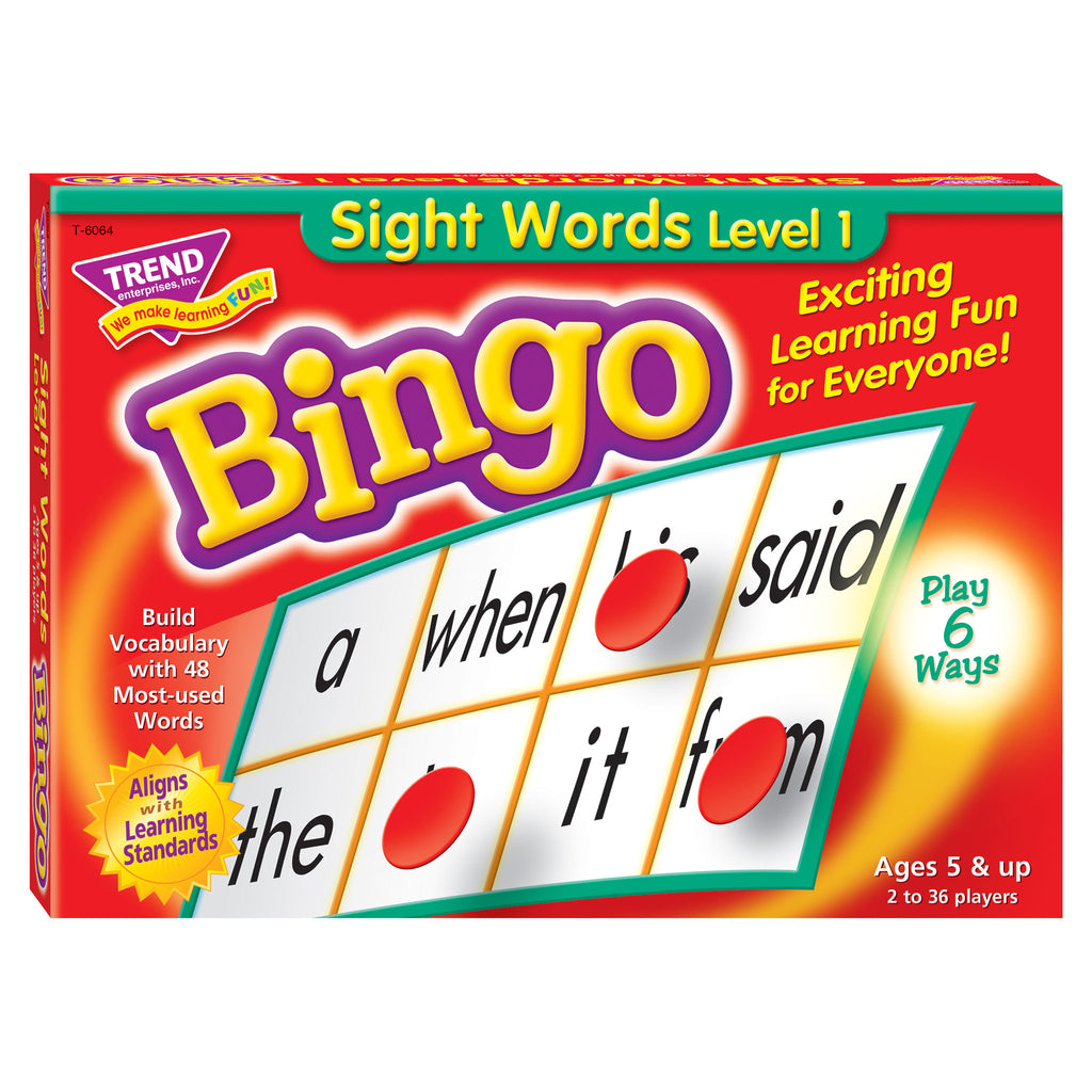 Trend Enterprises Sight Words Bingo Games; 46 Practice Words, 36 Cards, 200 Chips