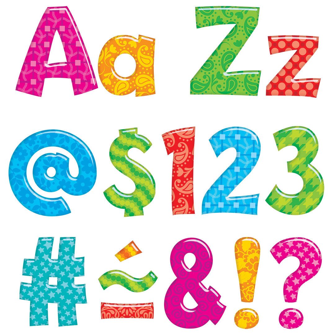 Bulletin Board Letters Ready Letters Colorful Patterns 4-Inch Playful ...