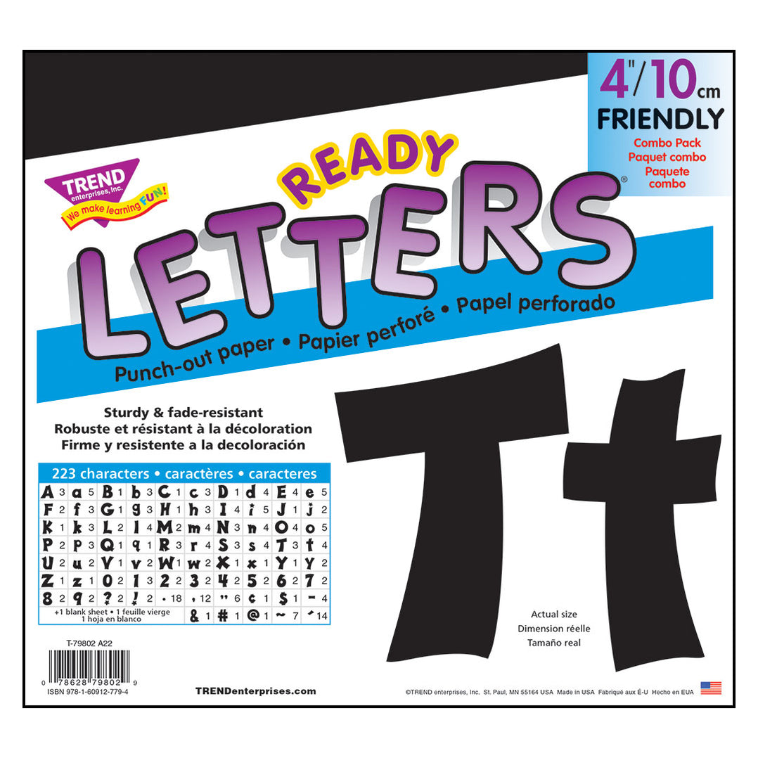 Bulletin Board Letters Ready Letters® Black 4-Inch Friendly Upper ...