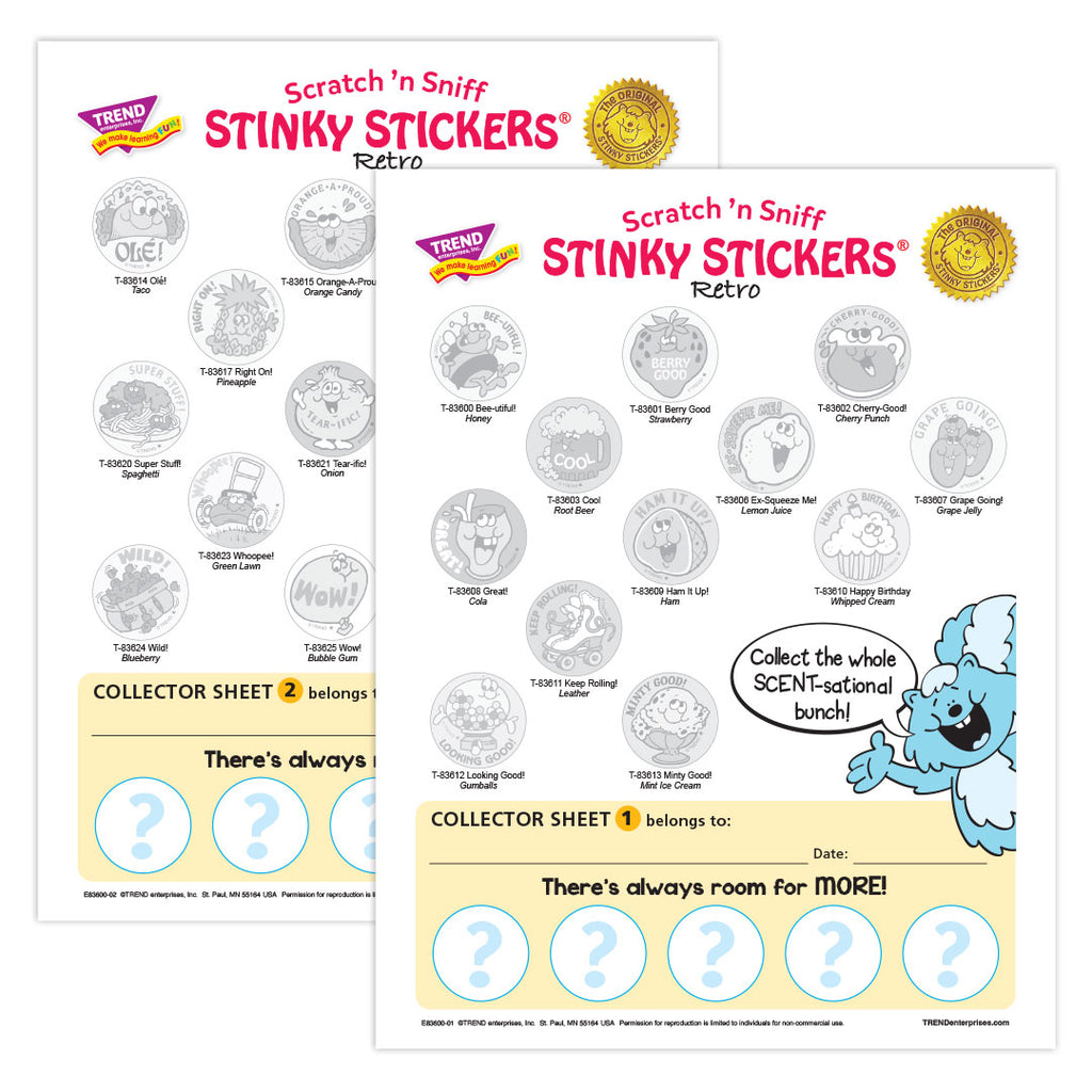 Retro Scratch n' Sniff Stinky Sticker Set - Official Collector's