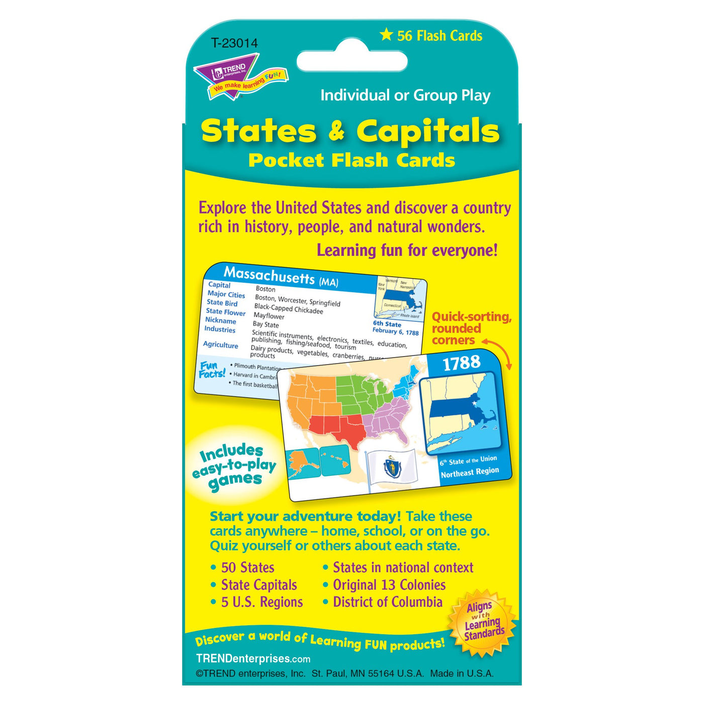 Pocket Flash Cards States And Capitals T23014 TREND Enterprises Inc   T23014 6 Flash Cards States Capitals Package Back 1400x1400 